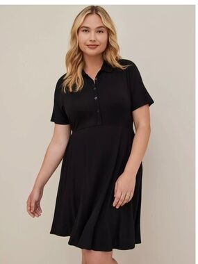 NWT Torrid black mini collared super soft knit polo dress size L 12